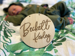 Wooden Baby Announcement Sign