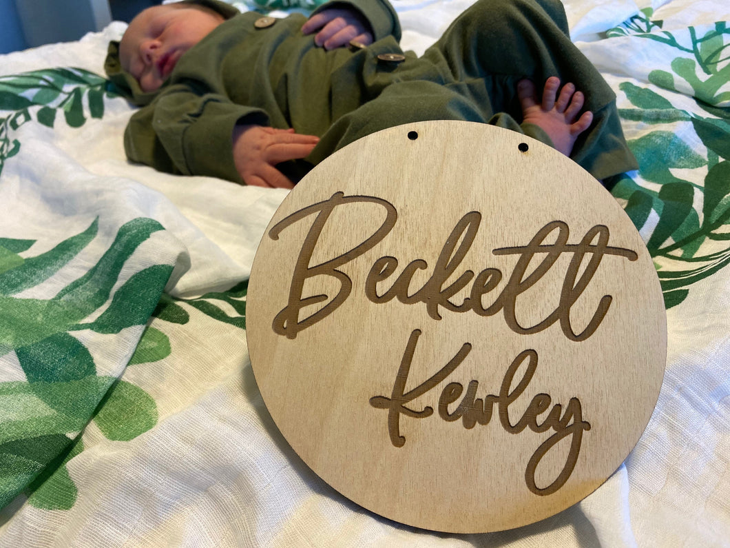 Wooden Baby Announcement Sign