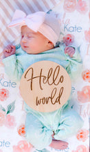 Load image into Gallery viewer, Hello World Baby Announcement Sign
