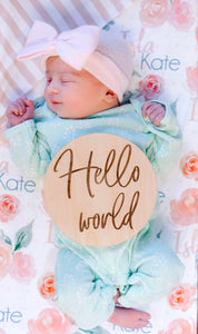 Hello World Baby Announcement Sign